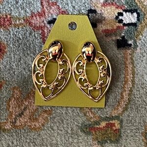 Vintage Gold 1980s Filigree Heart Earrings